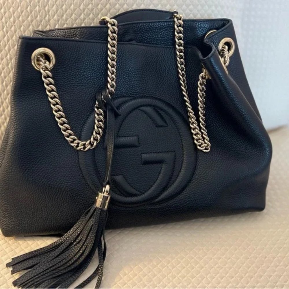 Gucci Soho Tote Black Leather with Dust Bag